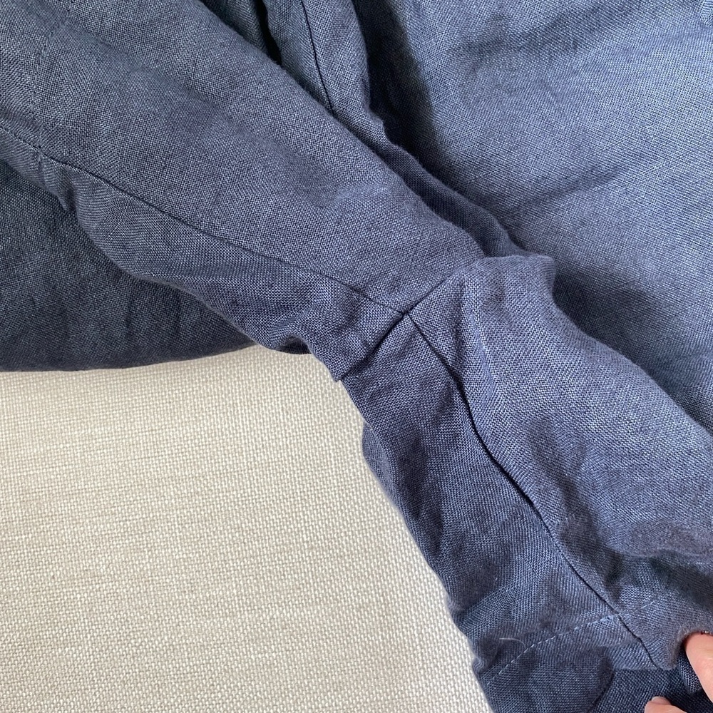 notPERFECTLINEN Dark Gray Blue 6” High Rise Linen Shorts - Picture 4 of 12